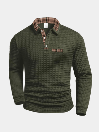 Poloshirt Herren Langarm Regular Fit - Cecile LavelleOlivgrün