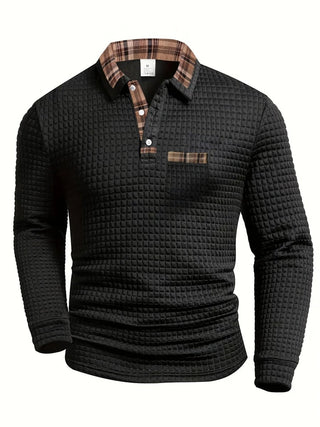Poloshirt Herren Langarm Regular Fit - Cecile LavelleSchwarz