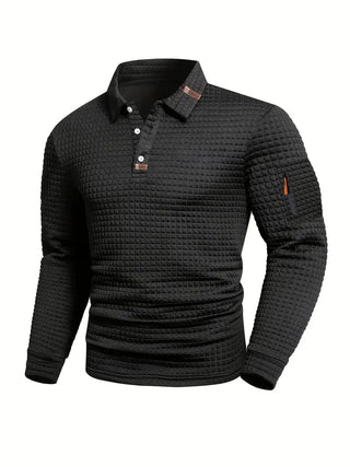 Poloshirt Herren Langarm in Schwarz
