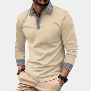 Poloshirt Herren Langarm Slim Fit - Cecile LavelleAprikose