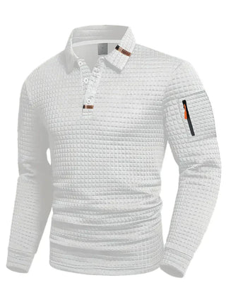 Poloshirt Herren Langarm in Weiß