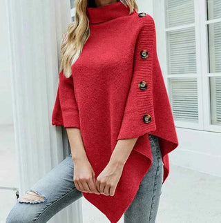 Damen Knopf Poncho Herbst