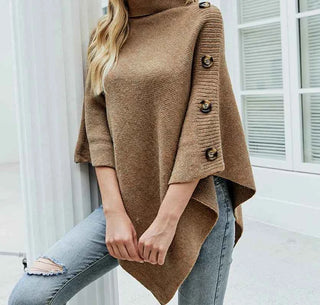 Damen Knopf Poncho Herbst