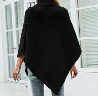 Damen Knopf Poncho Herbst