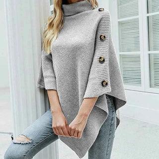 Damen Knopf Poncho Herbst