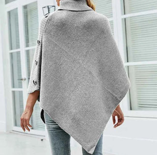 Damen Knopf Poncho Herbst