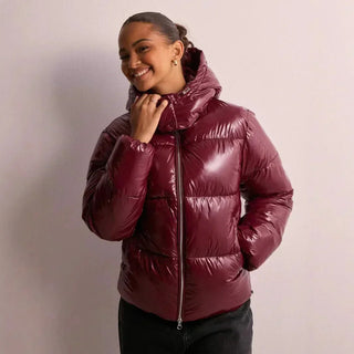 Pufferjacke Damen Kurz in Weinrot