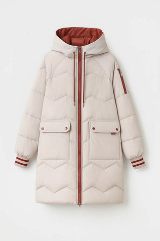 Pufferjacke Damen Lang Beige