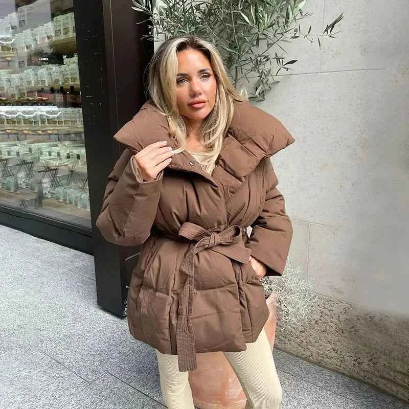 Pufferjacke Damen mit Gürtel
