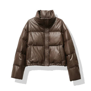 Pufferjacke Damen Oversized mit Stehkragen - Cecile LavelleBraun