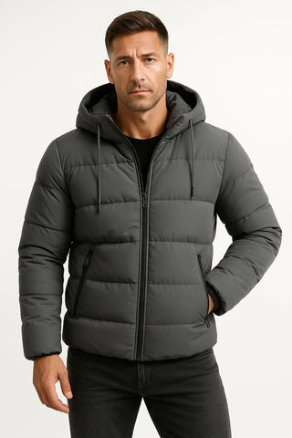 Pufferjacke Herren Mit Kapuze in Grau