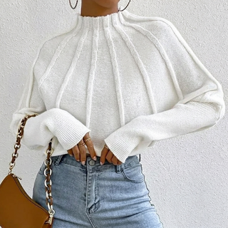 Pullover Damen mit Stehkragen in Weiß