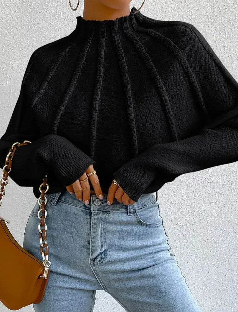 Women's pullover with stand-up collar