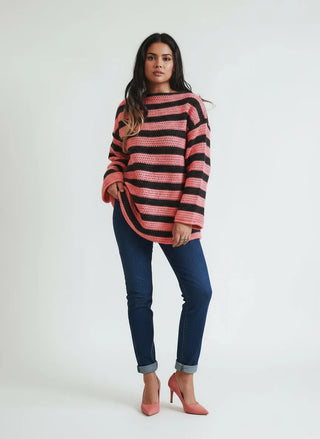 Pullover Damen Oversized Streifen
