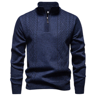 Pullover Herren Halbzip Stehkragen in Blaugrau