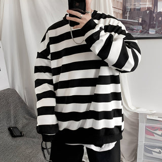 Pullover Herren Oversized Streifen - Cecile LavelleSchwarz