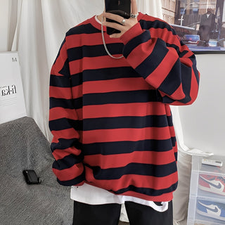 Pullover Herren Oversized Streifen - Cecile LavelleRot