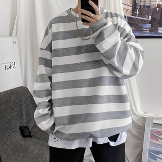 Pullover Herren Oversized Streifen - Cecile LavelleGrau