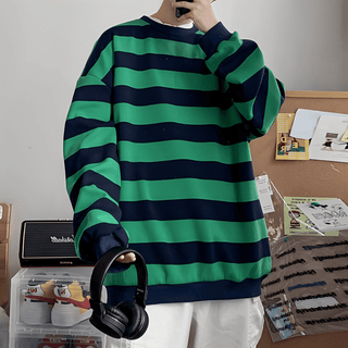 Pullover Herren Oversized Streifen - Cecile LavelleGrün