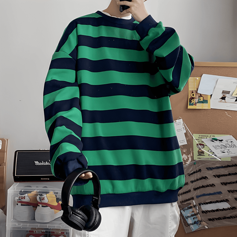 Pullover Herren Oversized Streifen