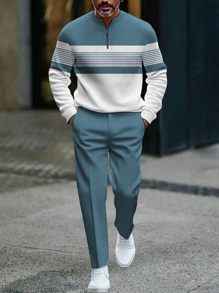 Pullover Herren Quarter-Zip in Hellblau
