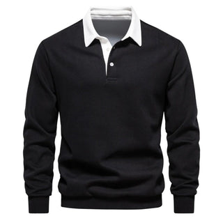 Pullover Herren Regular Fit mit Polokragen - Cecile LavelleSchwarz