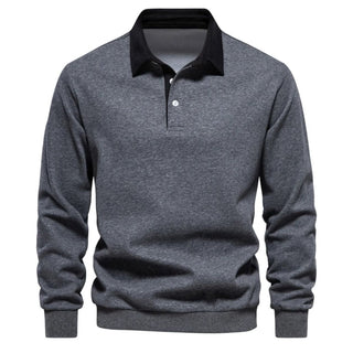 Pullover Herren Regular Fit mit Polokragen - Cecile LavelleGrau