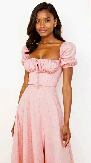 Quadratisches Midikleid mit Taillierung - Cecile LavelleRosa