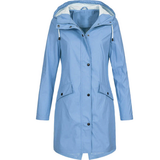 Regenjacke Damen Lang in Blau