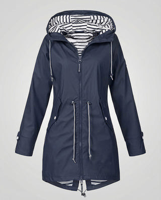 Regenmantel Damen Kapuze in Marineblau