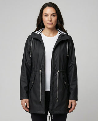 Regenmantel Damen Kapuze in Schwarz