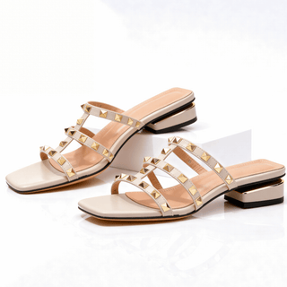 Riemchensandalen Damen mit Nieten und Absatz - Cecile LavelleHellblau