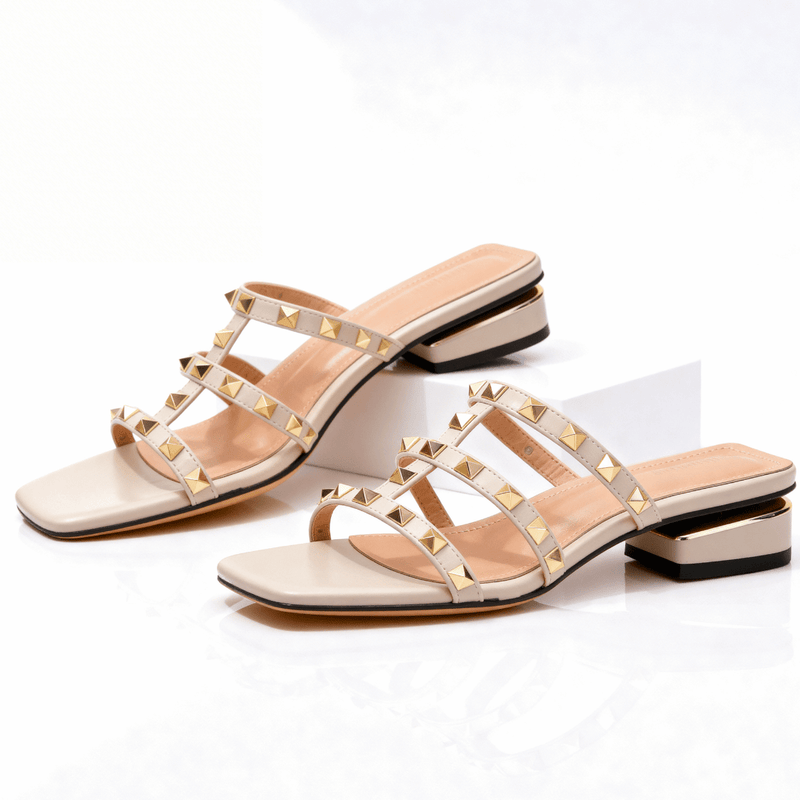 Women's strappy sandals with studs and heels
