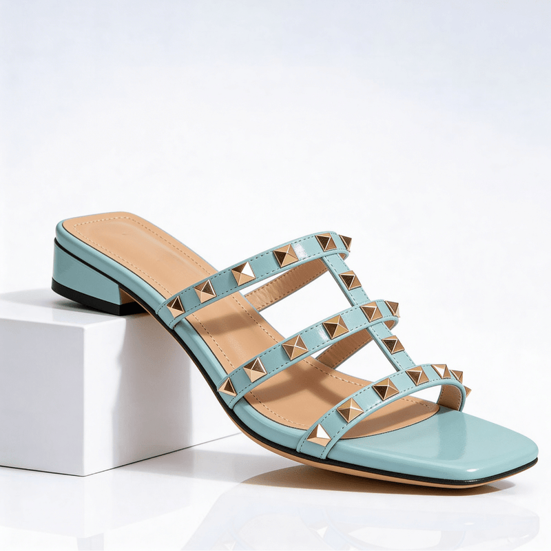 Women's strappy sandals with studs and heels