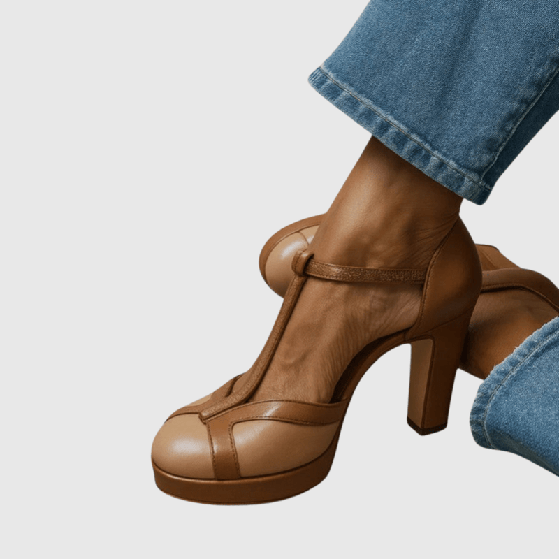 Runde High Heels Mit Knöchelriemen Und Schnalle