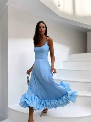 Schickes Pailletten - Midi - Kleid für Damen - Cecile LavelleHellblau