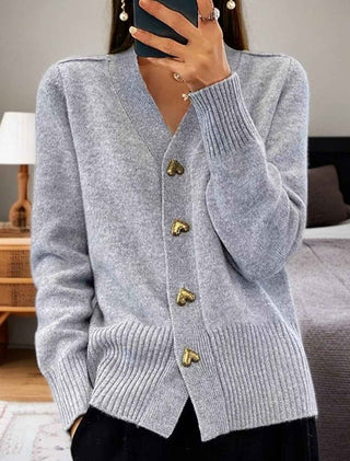 Schlichter Damen - Cardigan mit Knöpfen - Cecile LavelleGrau