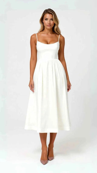 Schlichtes Midikleid mit Taillierung - Cecile LavelleWeiß