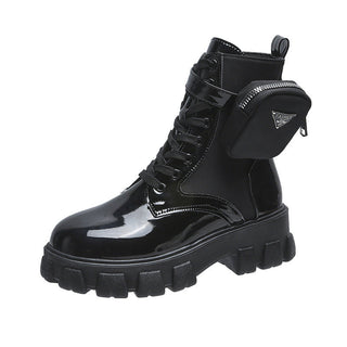 Schnürstiefel Damen Mid-Calf in Schwarz