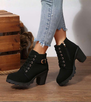 Schnürstiefel Damen mit Schnalle