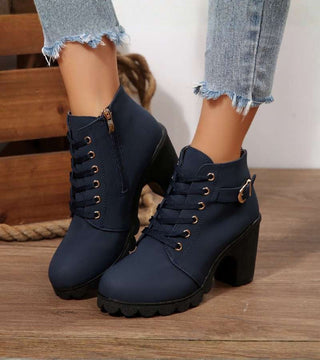 Schnürstiefel Damen mit Schnalle