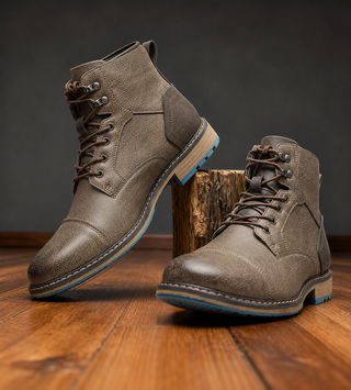 Schnürstiefel Herren Ankle Boot in Grau-braun
