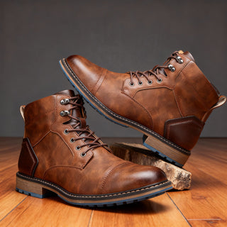 Schnürstiefel Herren Ankle Boot in Kastanienbraun