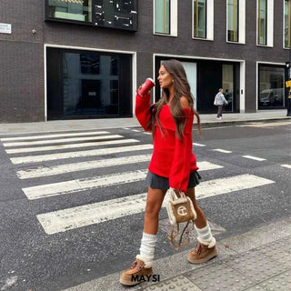 Schulterfreier Pullover - Cecile LavelleRot