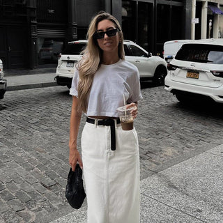 Siena – Maxirock mit Schlitz und hoher Taille in Off - White - Cecile LavelleWeiß