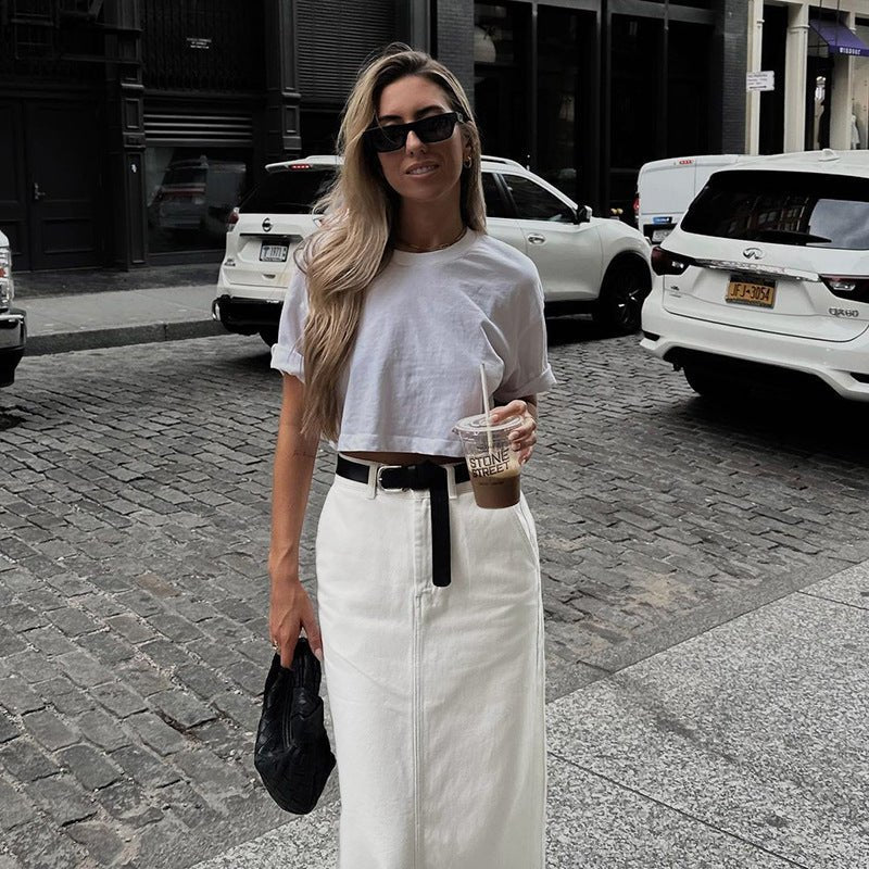 Siena – Maxinederdel med slids og høj talje i off-white