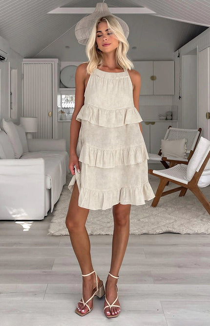 Lina – Stufenkleid aus Baumwolle in Naturweiß