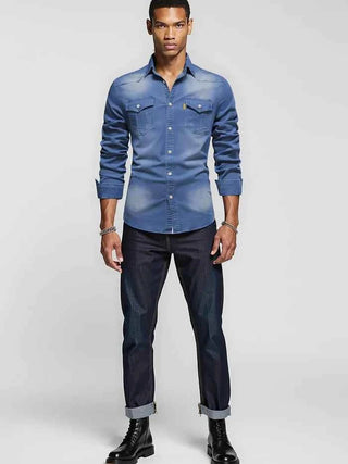 Slim Fit Denimhemd - Cecile LavelleSchwarz