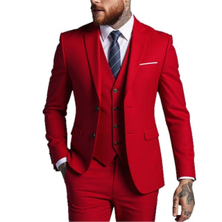 Slim Fit Herren Anzug 3 - teilig für Hochzeit & Gala - Cecile LavelleRot