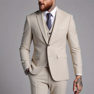 Slim Fit Herren Anzug 3 - teilig für Hochzeit & Gala - Cecile LavelleBeige